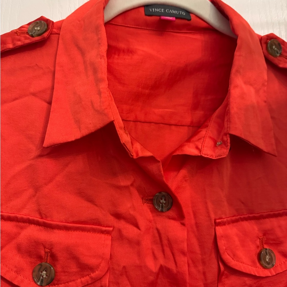 Vince Camuto Red Button-Up Shirt
